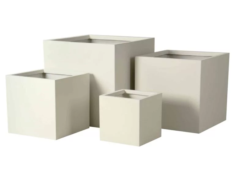 Anco Square Matte Ivory Velvet Stone Pot for sale in Ireland at The Outdoor Scene