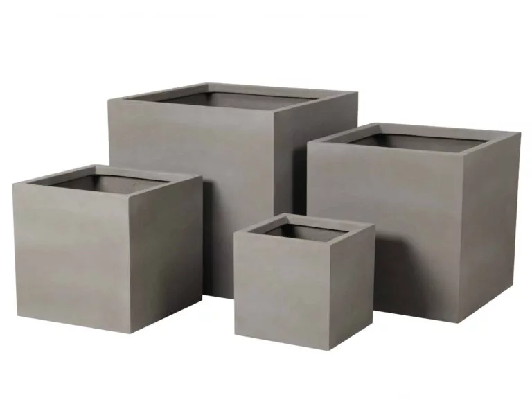 Anco Square Brown Terracotta Velvet Stone Pot in 4 sizes for sale in Ireland at The Outdoor Scene