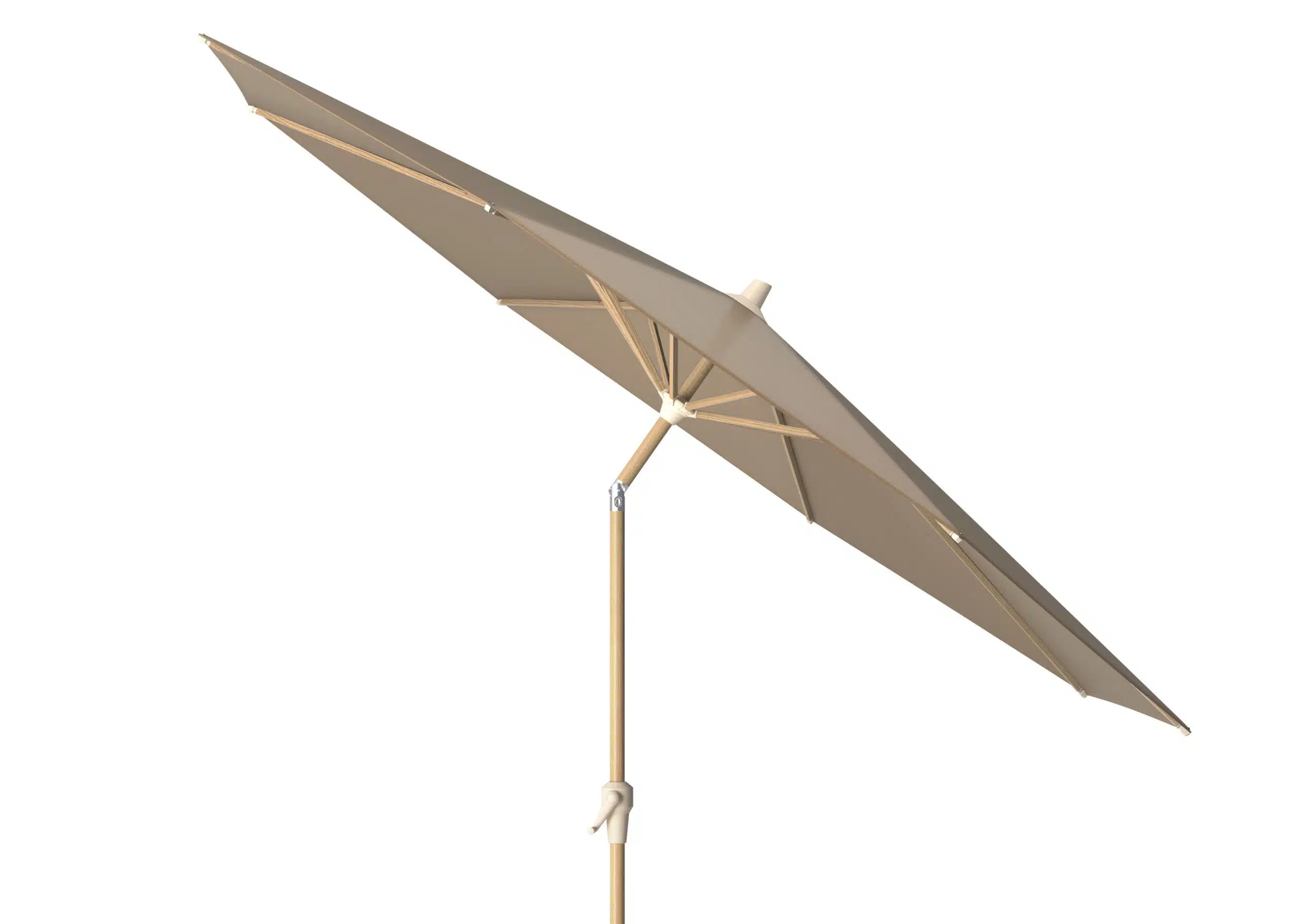 Riva 3m Round Parasol Taupe Fabric- Teak Finish Frame