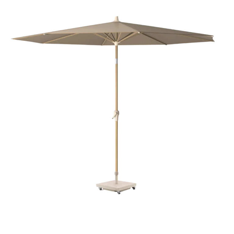 Buy Garden Sun shade from The Outdoor Scene. Riva centerpole Taupe Teak finish parasol for sale