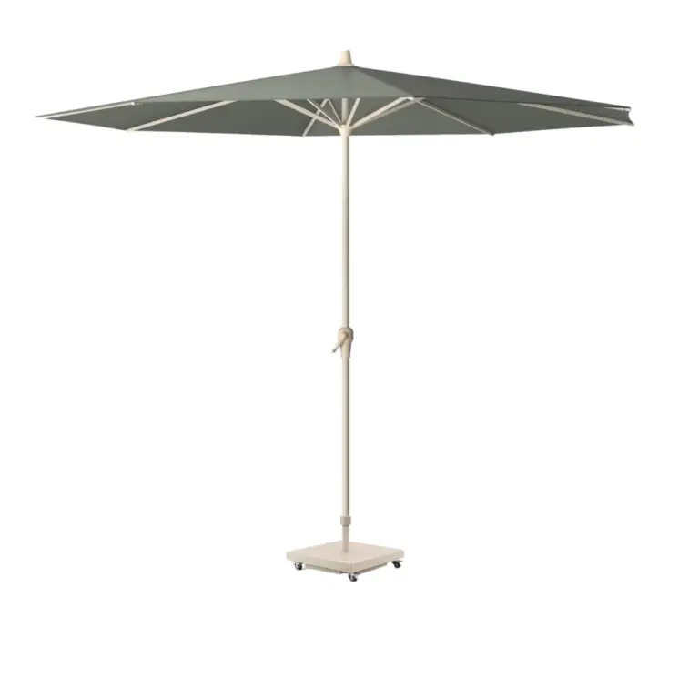 Olive Fabric Riva Center pole Sandstone Frame garden Parasol. Sun shade for sale from The Outdoor Scene, Dublin, Ireland