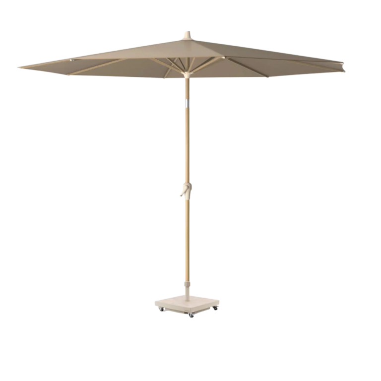 Riva 3m Round Parasol Taupe Fabric- Teak Finish Frame