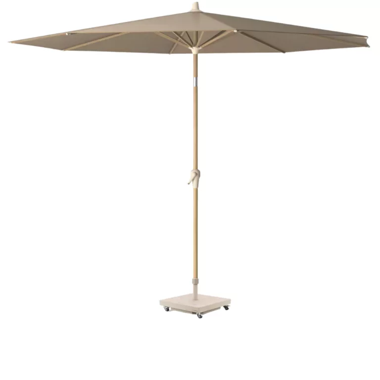 Riva 3m Round Parasol Taupe Fabric- Teak Finish Frame