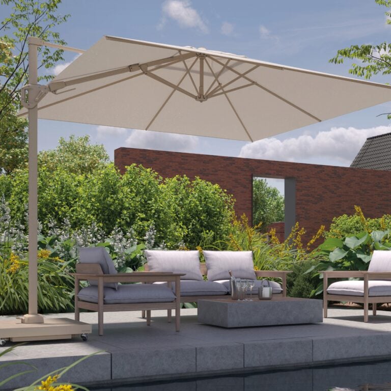 Platinum Challenger T2 Garden Parasol Sandstone & champaign free arm parasol for sale in dublin