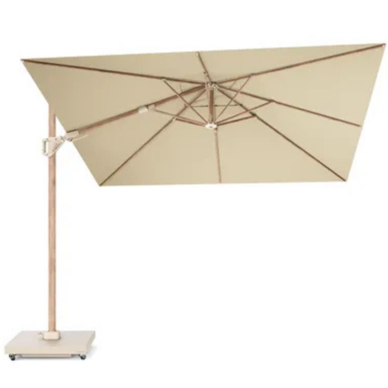 Platinum Challenger T² Garden Parasol Teak Frame 3x3m Champagne with Ceramica Base for sale in Ireland
