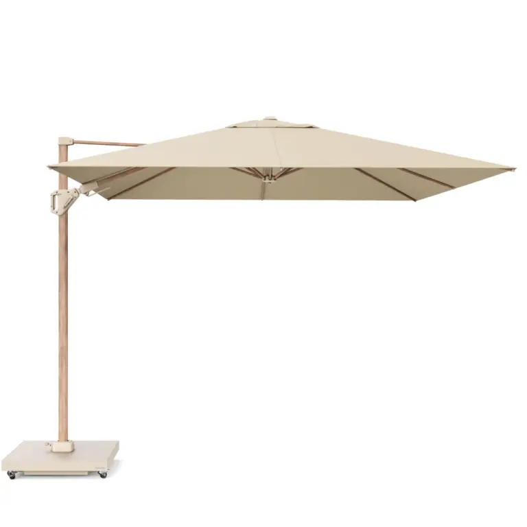 Platinum Challenger T² Garden Parasol Teak Frame 3x3m Champagne with Ceramica Base for sale in IRL