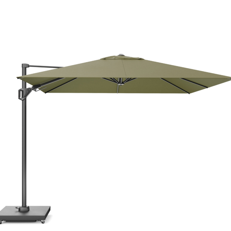 Platinum Challenger T² Garden Parasol Anthracite Frame 3x3m Lush Green with Ceramica Base for sale in IRL