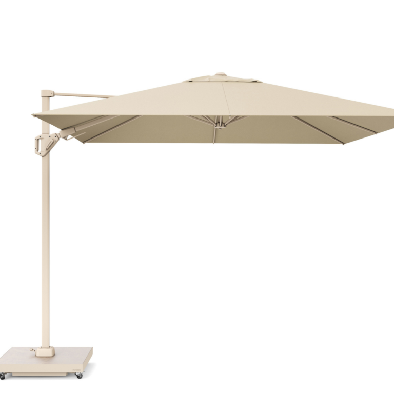 Platinum Challenger T² Garden Parasol Sandstone Frame 3x3m Champagne with Ceramica Base for sale in IRL