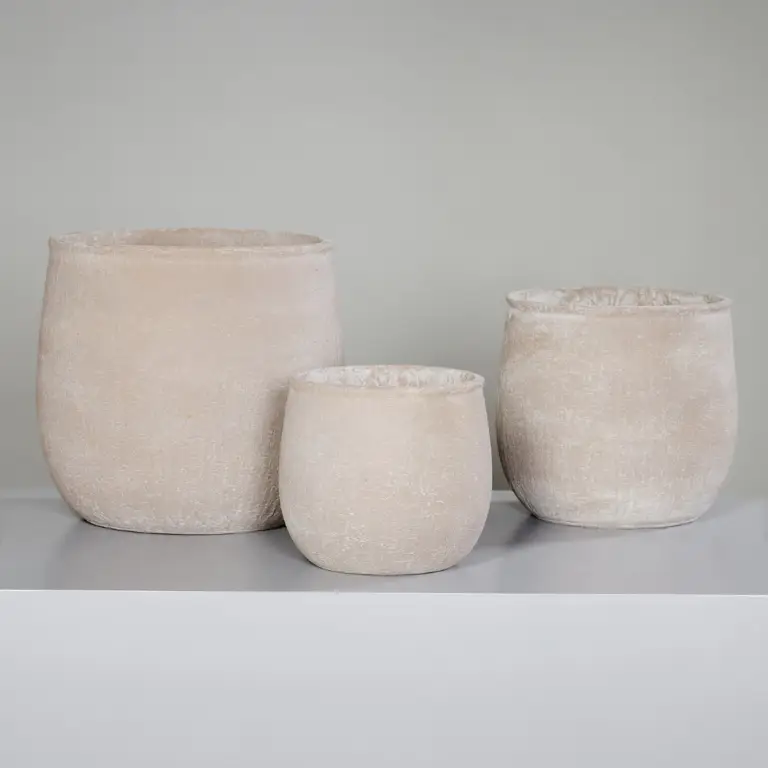 DPI decorative creme fiber cement pot set of 3 for sale in Ireland