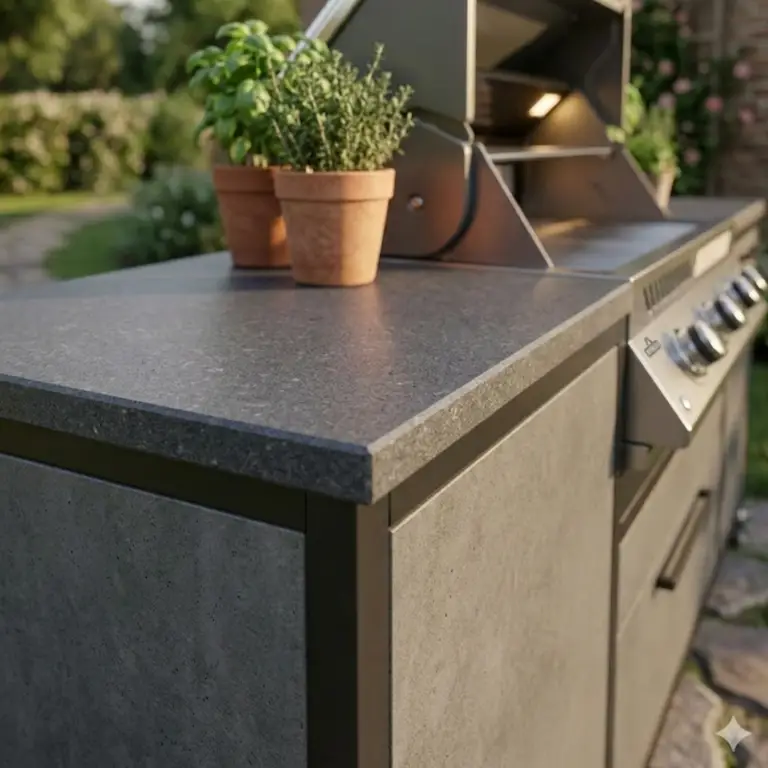 Burnout Outdoor Kitchen Grafite countertop