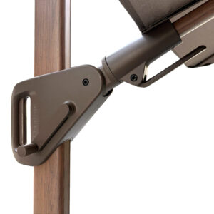 Parasol handle Nexus T2 with Sandstone base. Havana Fabric & Mocha Frame . Truly Luxury outdoor Living