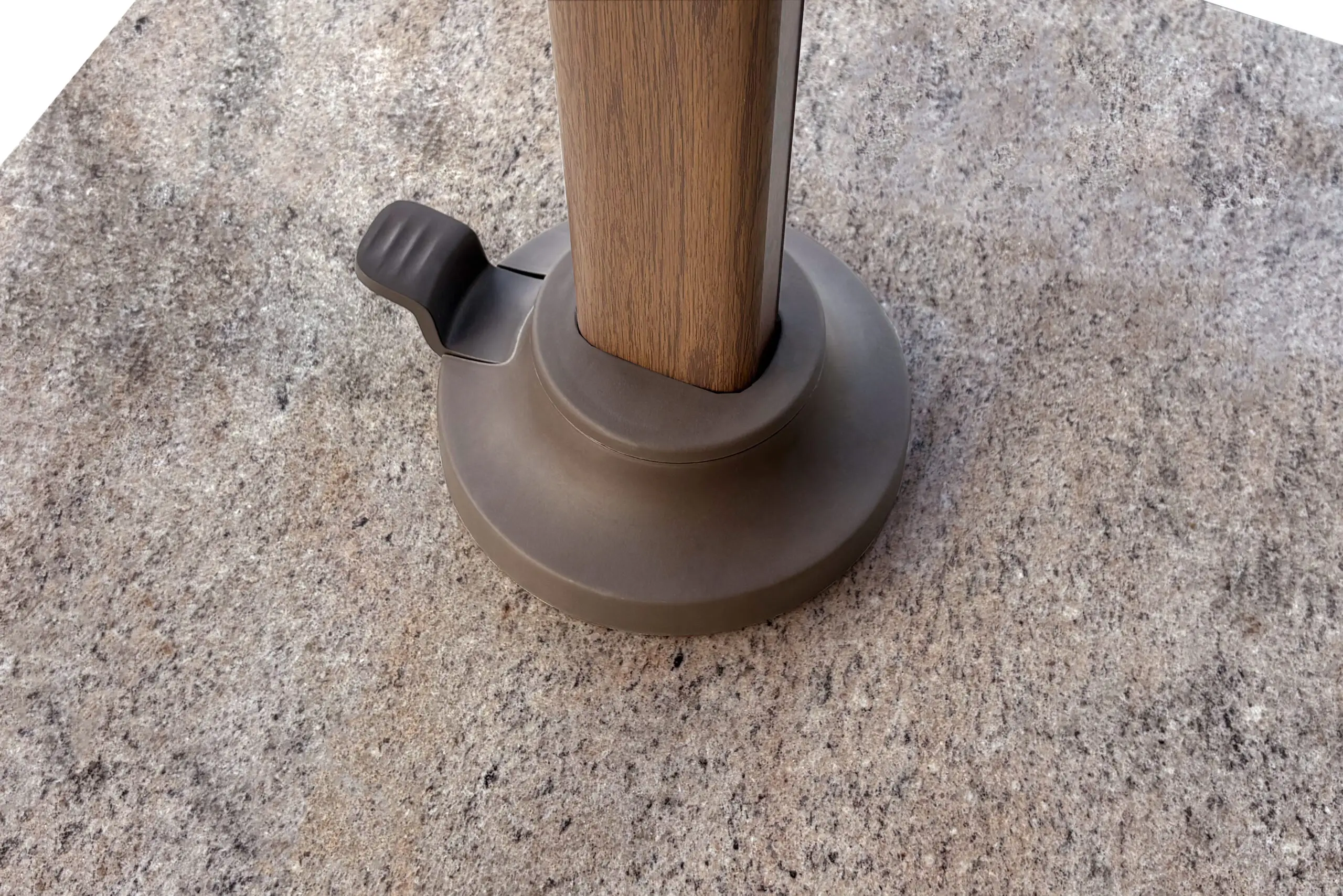 Sun Shade Parasol base of Nexus T2 with Sandstone base. Havana Fabric & Mocha Frame . Truly Luxury outdoor Living