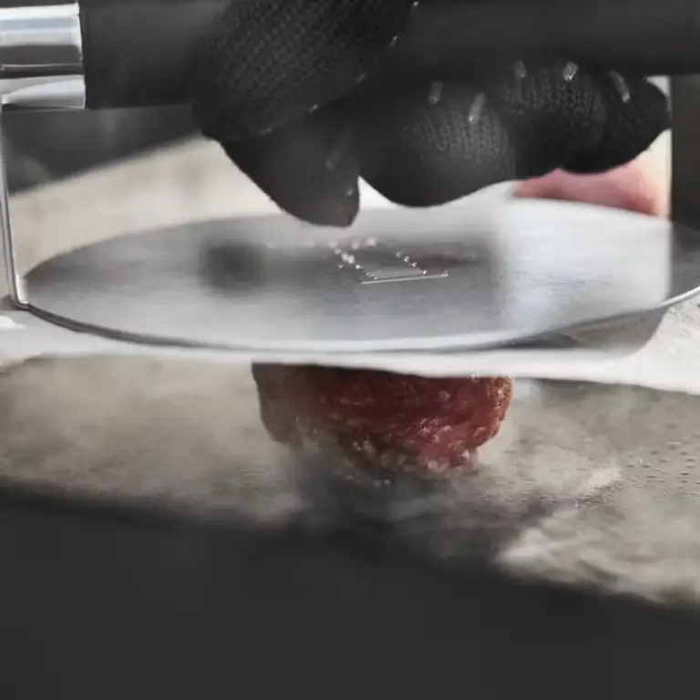 Weber Griddle Smashed Burger Press cooking