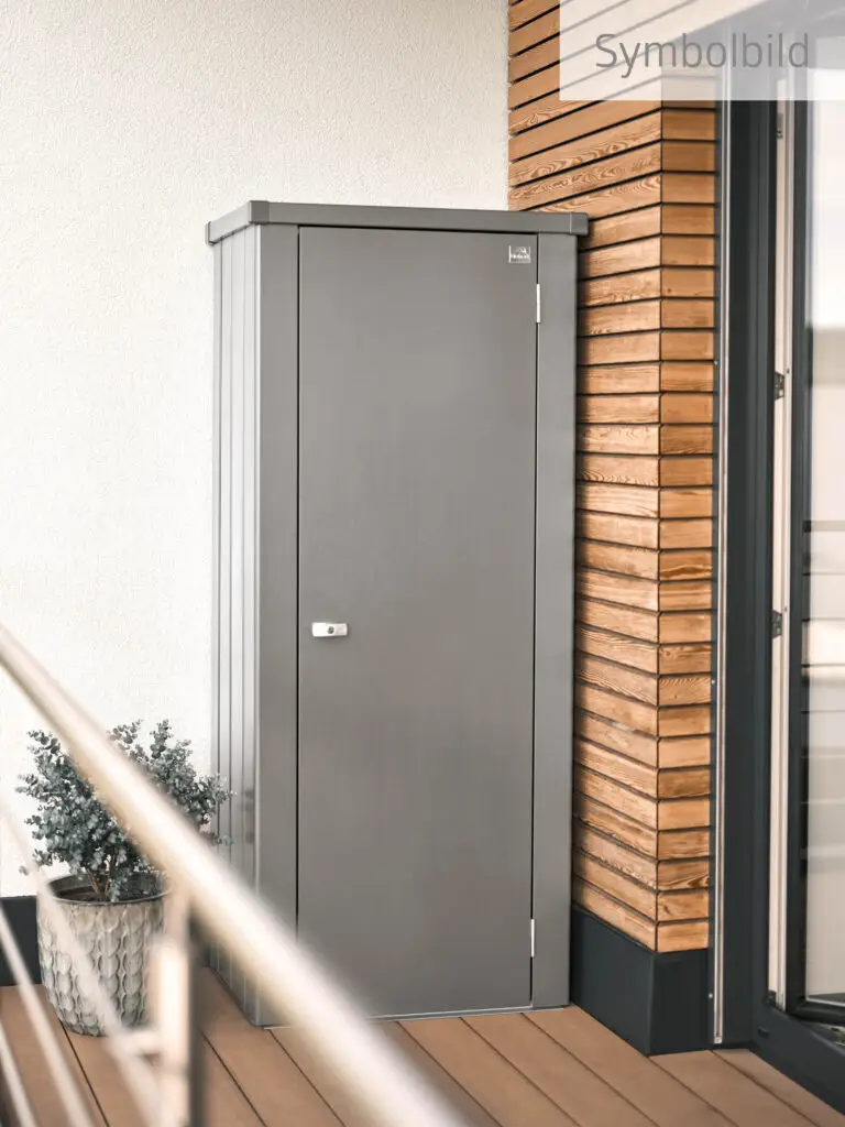 Biohort Quartz grey Julia Medium high patio locker for sale from The Outdoor Scene, Ireland