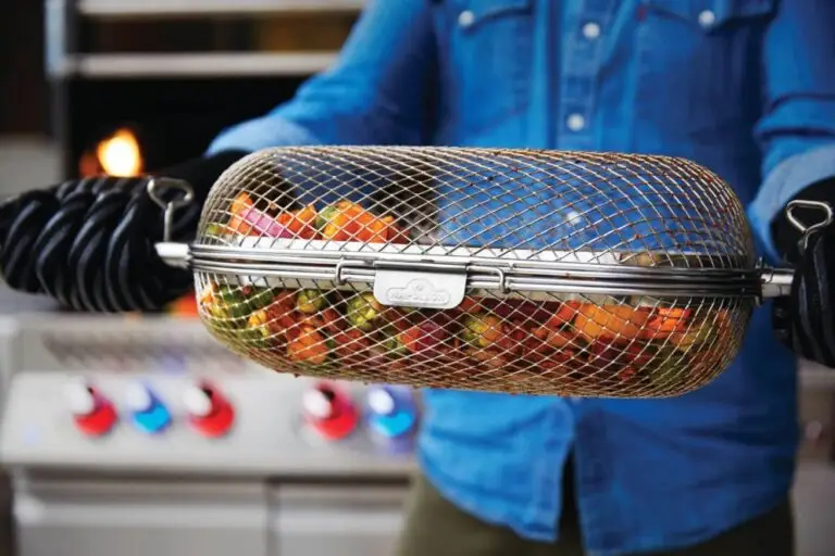 Napoleon Rotisserie Basket Stainless steel on BBQ - lifestyle