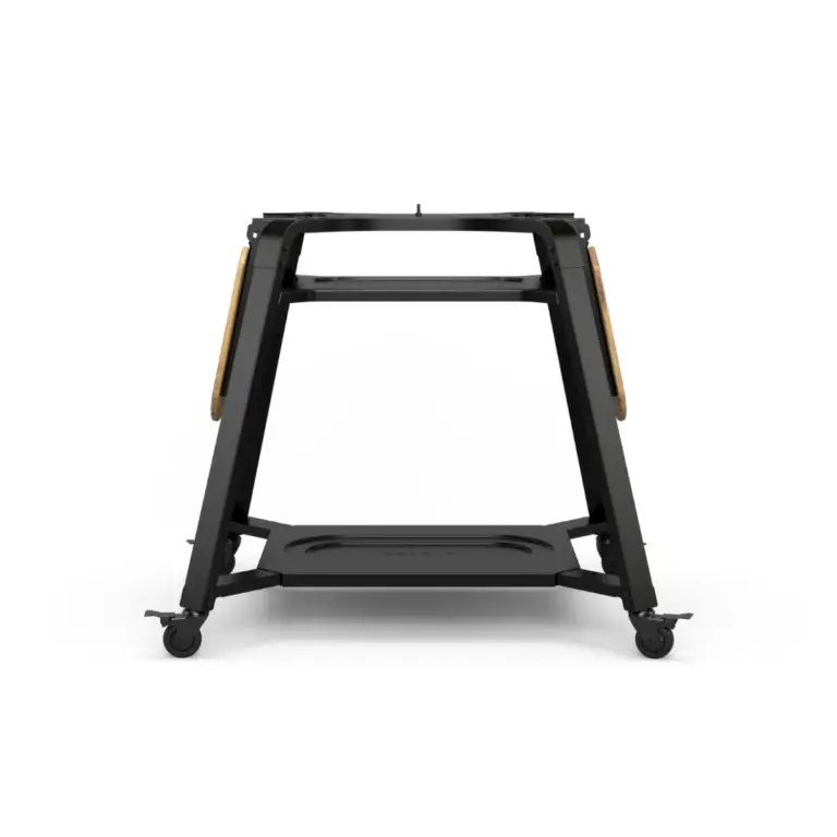 Adjustable acacia wood shelves on the Gozney Dome Gen 2 Series Stand