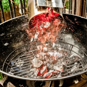Kettle 57cm Charcoal BBQ starter - flaming charcoal