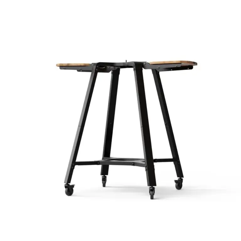 Arc pizza oven stand with castor wheels