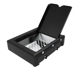 Integrated side shelf compartment Includes stainless steel basket