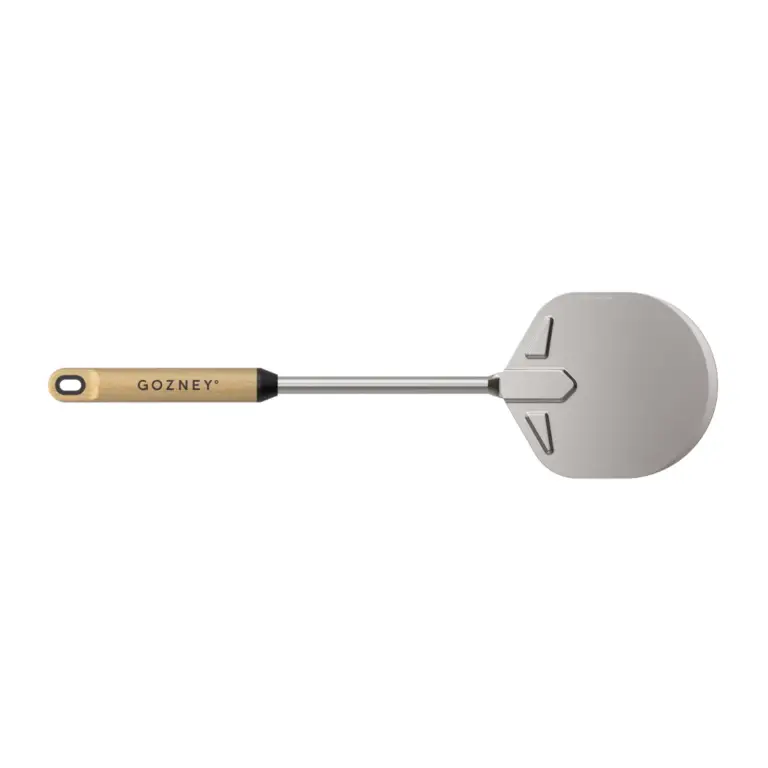 Gozney Venture Turning Peel with stainless steel blade for turning and moving pizzas in outdoor pizza ovens