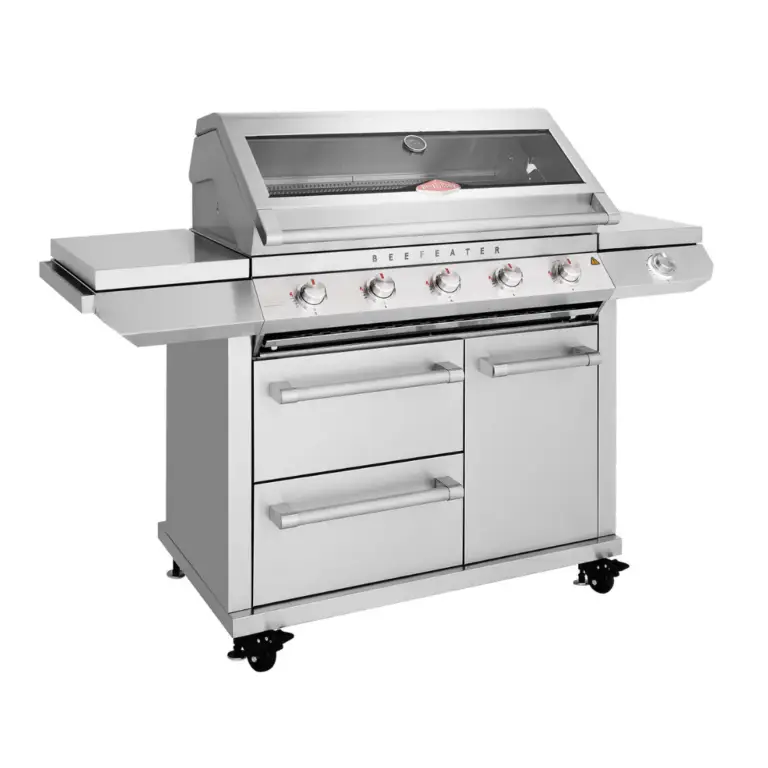Beefeater 7000 Series Classic - 5 Burner BBQ & Trolley side view
