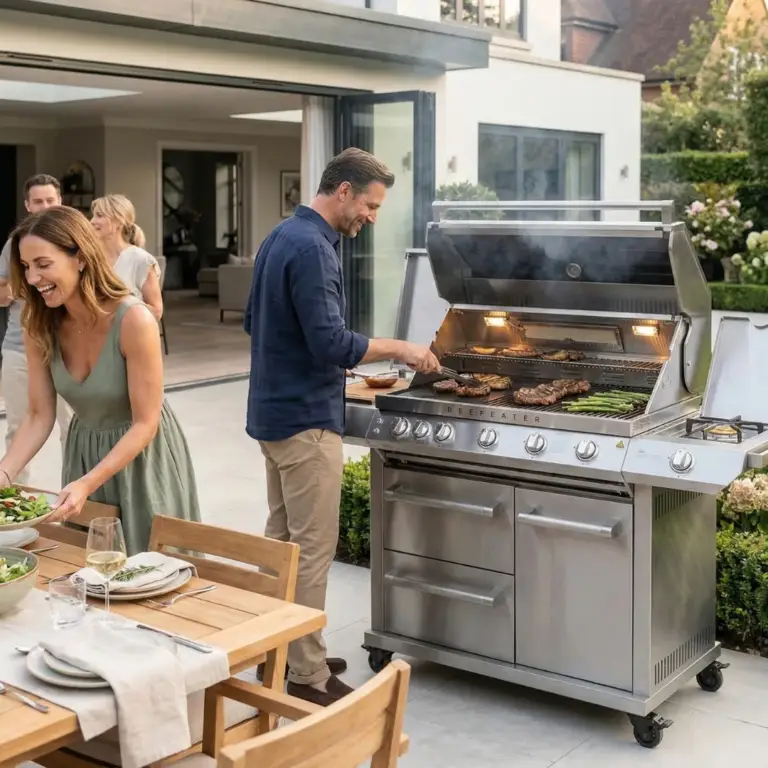 Beefeater 7000 Series Premium 5 Burner BBQ & Trolley lid open