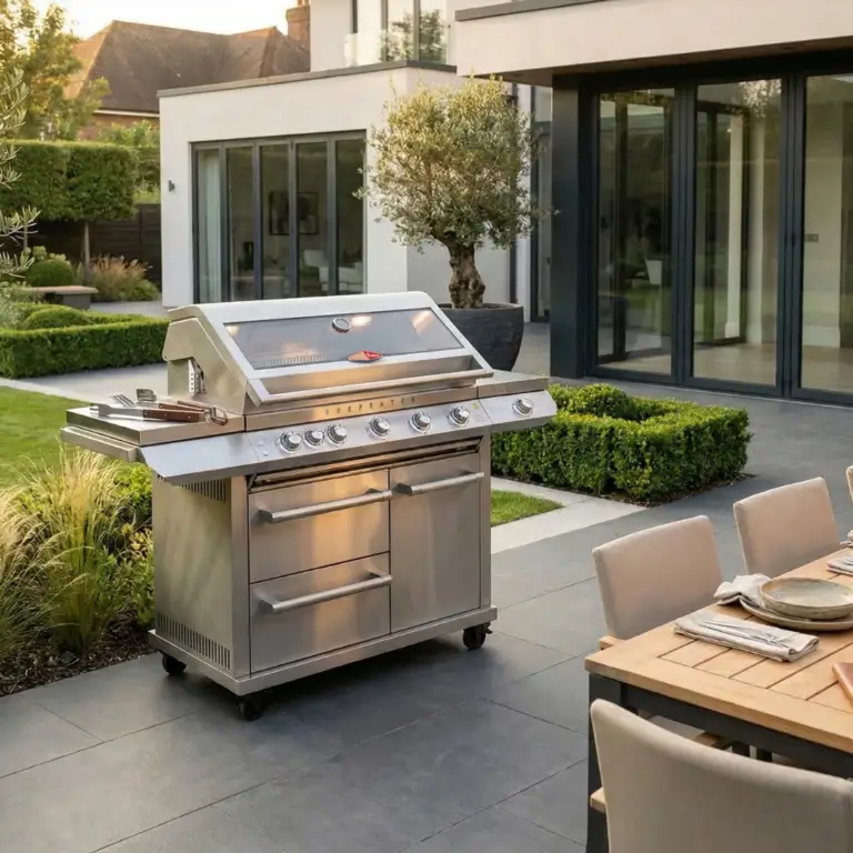 Beefeater 7000 Series Premium - 5 Burner BBQ & Trolley lifestyle image