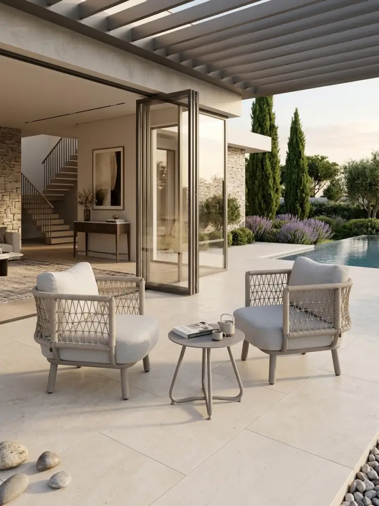 Outdoor lounge set with two Matera garden chairs
